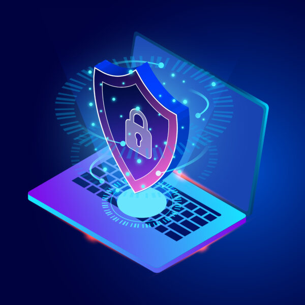 Data security Data security modern concept. protects data from thefts data and hacker attacks. isometric flat design. Vector illustration